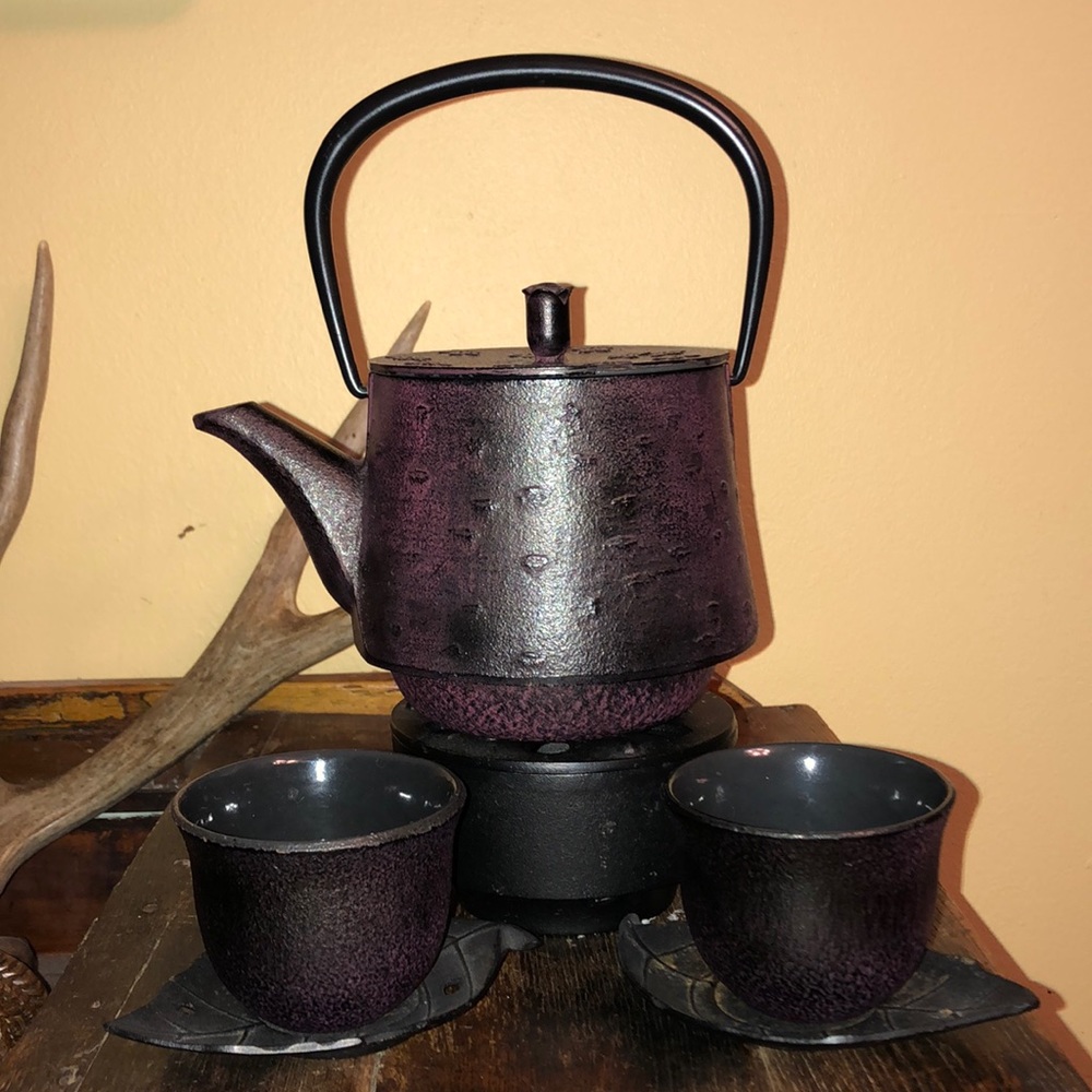 Teavana dark purple cast iron Tea set